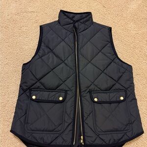J Crew Quilted Black Vest with Gold Accents